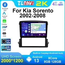 2K QLED Android Auto For KIA Sorento 2002 2003 2004 - 2008 Multimedia Stereo Car DVD Player Navigation GPS Radio Carplay System