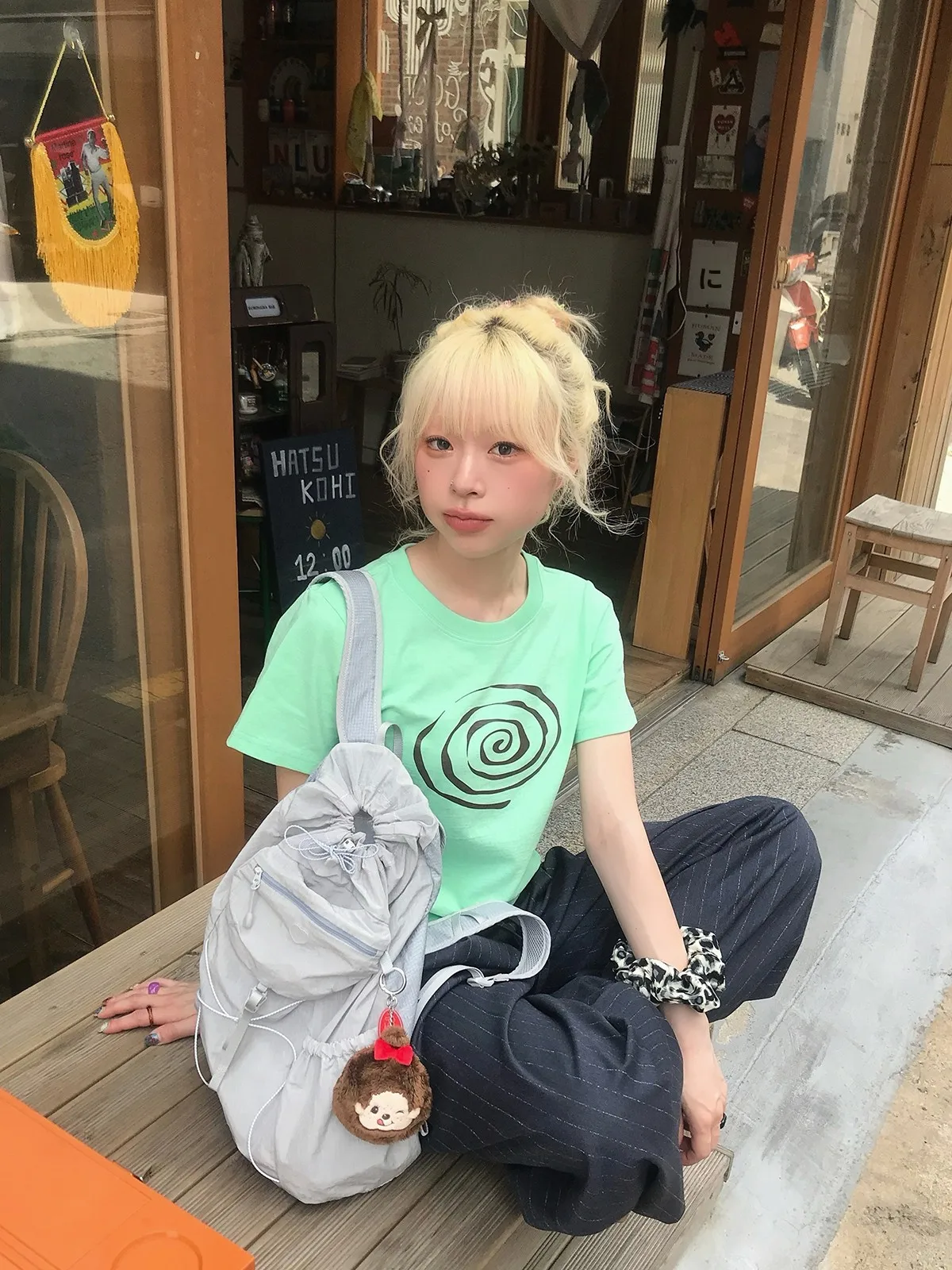Slimming Effect Short Sleeve round Neck T-Shirt Sakura Summer Ins Style Print Regular Shoulder Fit Women's Casual Fashion