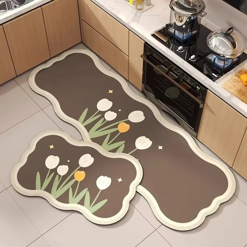 

Противоскользящие маслостойкие кухонные коврики, бытовой моющийся водонепроницаемый ковер, небольшой свежий кожаный ковер из ПВХ для балкона 러그 Tapis