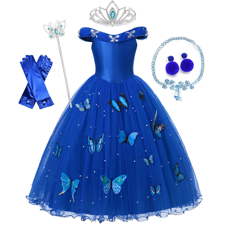 Disney Girl Cinderella Cosplay Dress Up Clothes Girls Christmas Halloween Party Princess Costume Kids Birthday Wedding Gown