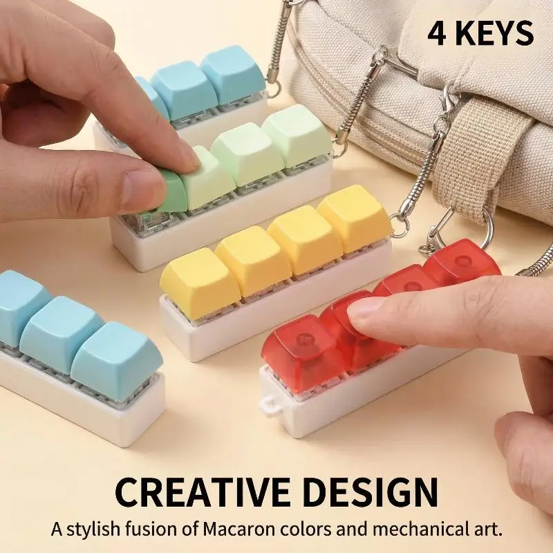4-point button keycap keychain toy stress reducing adult toy keychain 4-point keyboard Fidget small tool toy DIY keyboard