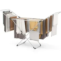 Folding Clothes Drying Rack, Lightweight Aluminum Laundry Drying Rack w/Adjustable Wings, 20 Drying Rails, Space-Saving
