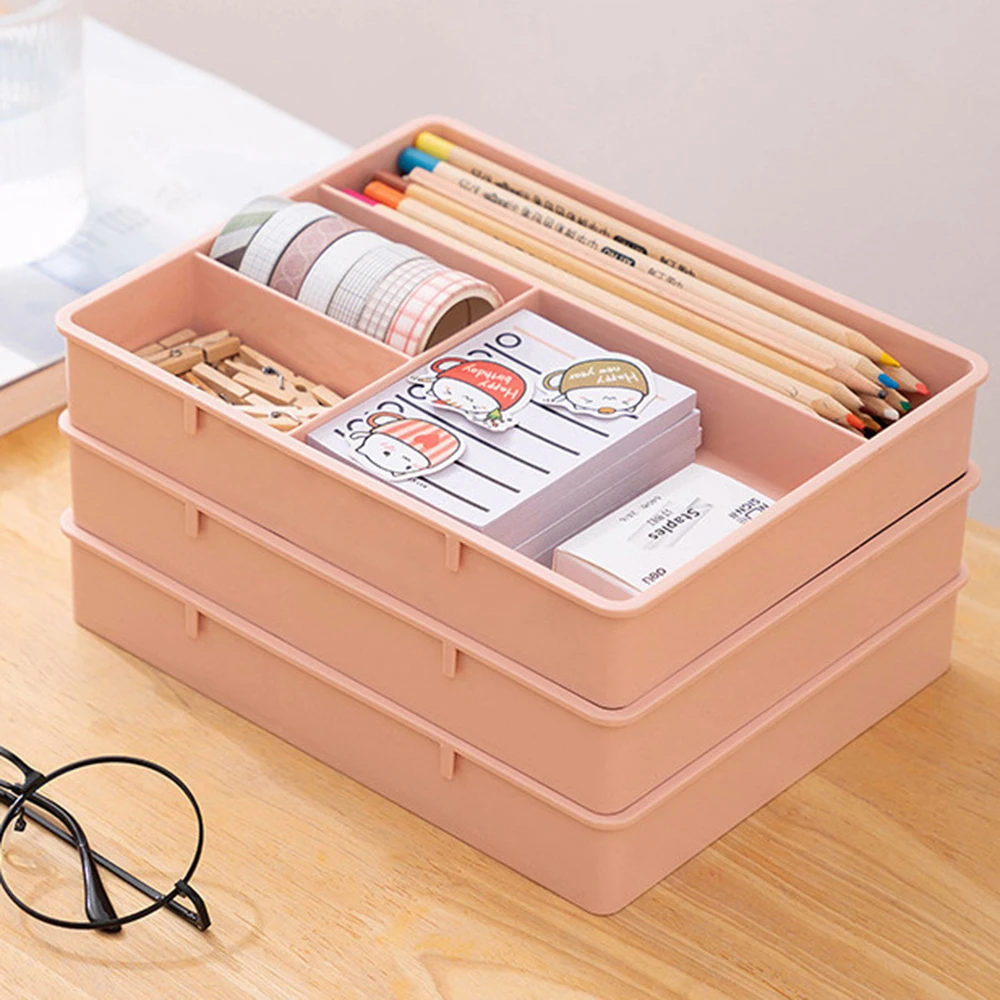 Desk Drawer Organizer Desk Sundries Stationery Storage Box Bin Cosmetics Makeup Organizer Home Office Drawer Divider Container