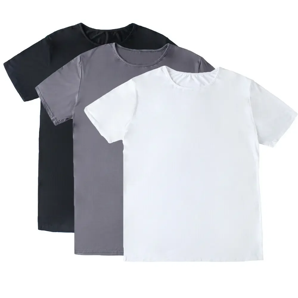 2024 New Men Summer Muslim Casual Modal Tight-Fitting Short Sleeve T-Shirt Loose Breathable Sportswear O-Neck Tees Solid Color