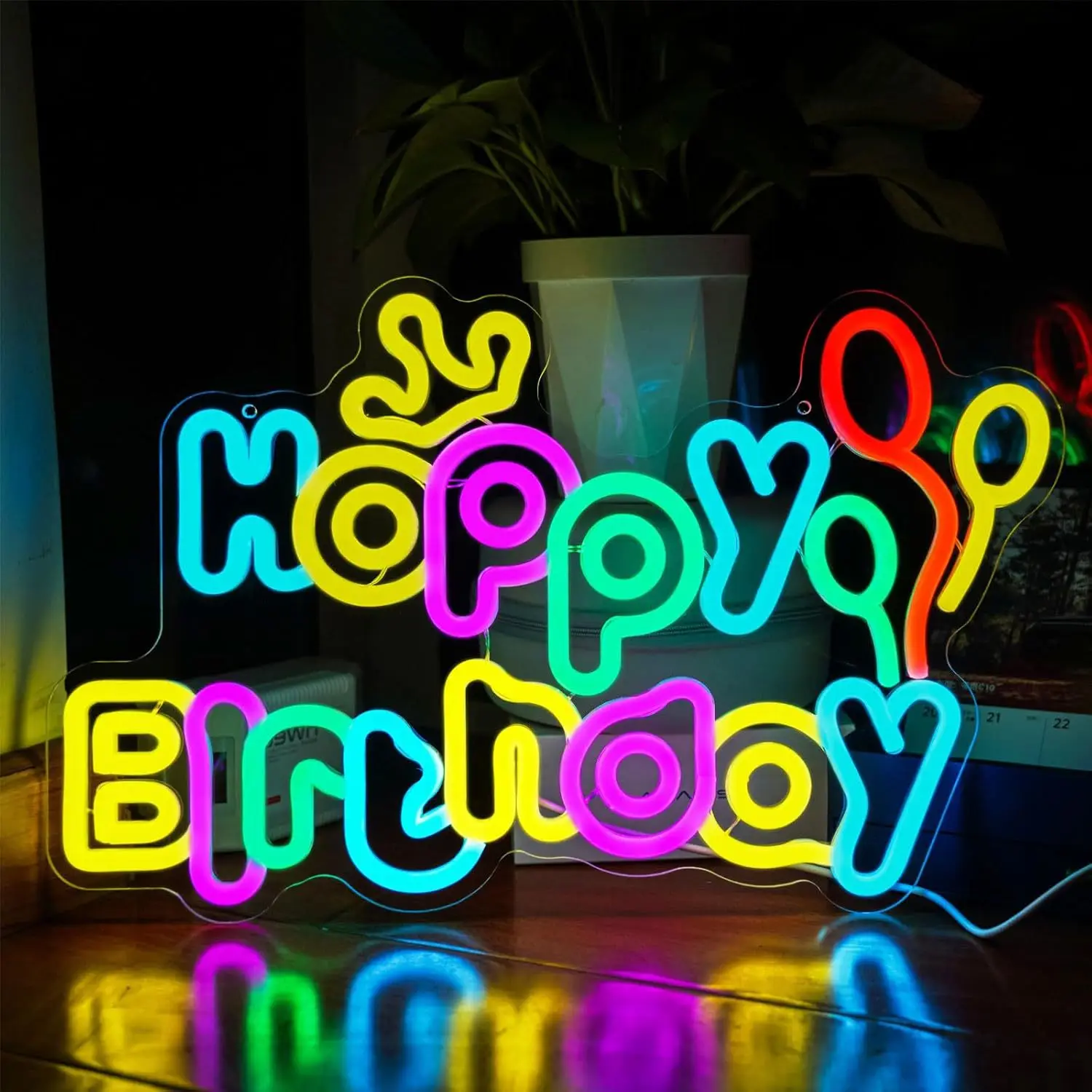 Custom Happy Birthday Neon Light Signs Cake Star Candle Various Shape Room Party Decoration LED Modeling Light