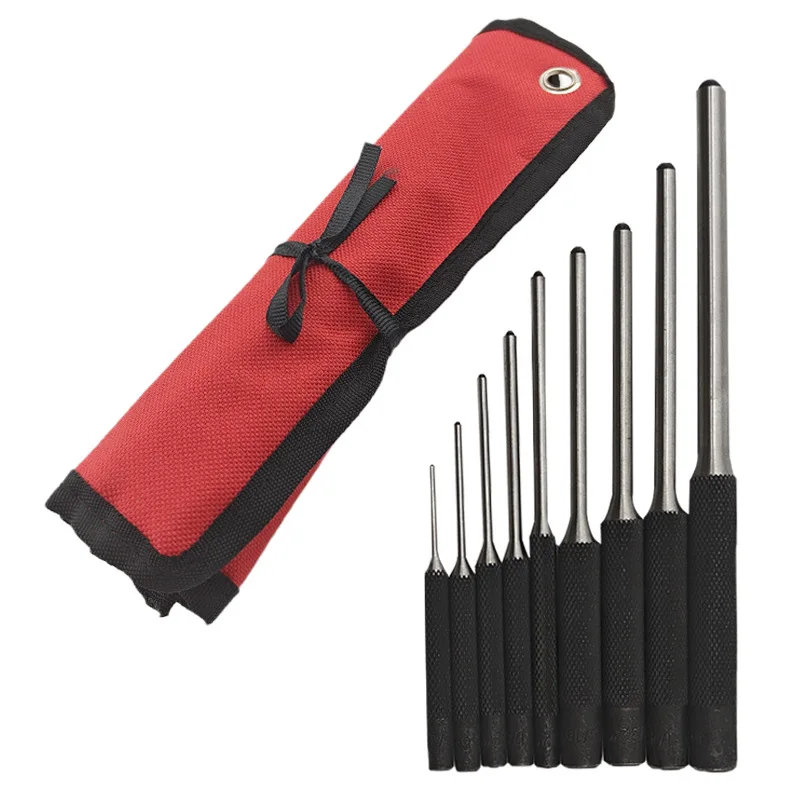 Set di punzoni per perni da 9 pezzi Set di punzoni rotondi Set di punzoni per Pin da 9 pezzi scalpello per punzonatura (1/16-5/16)