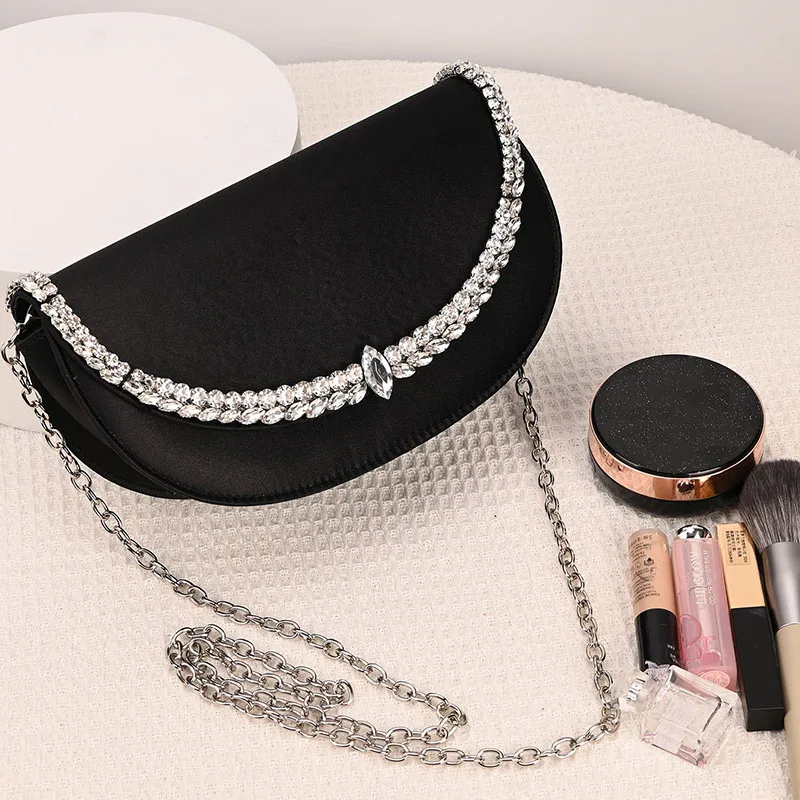 

Luxury Diamond Handbag Silk Shoulder Bag Bling Bucket Bag Handbag Evening Bag Women Clutch Party Messenger Bag For Ladies