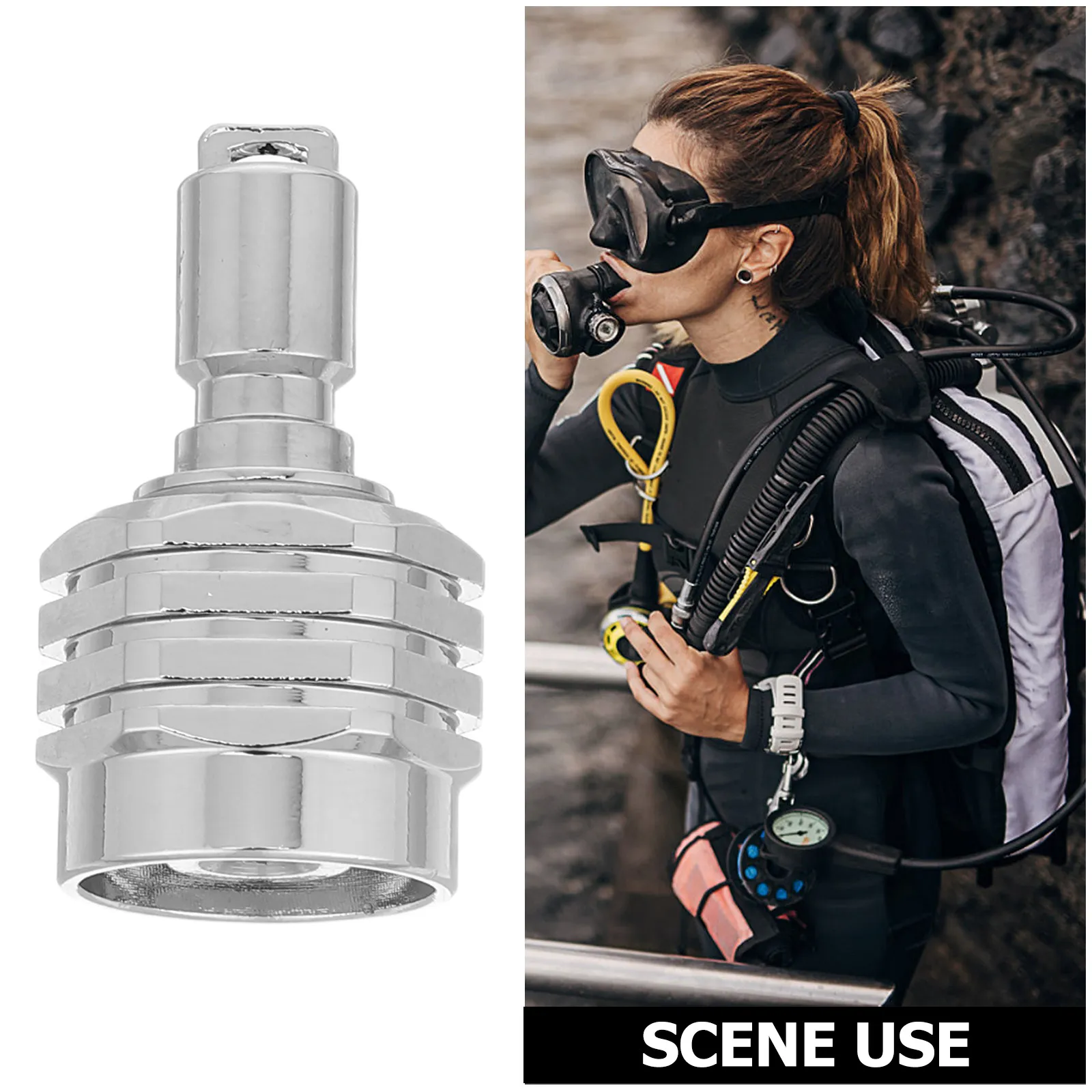 Diving Quick Connect Adapter Copper Hose Connector 2Nd Stage Regulator Scuba Hose Adapter for Professional Diving Emergency