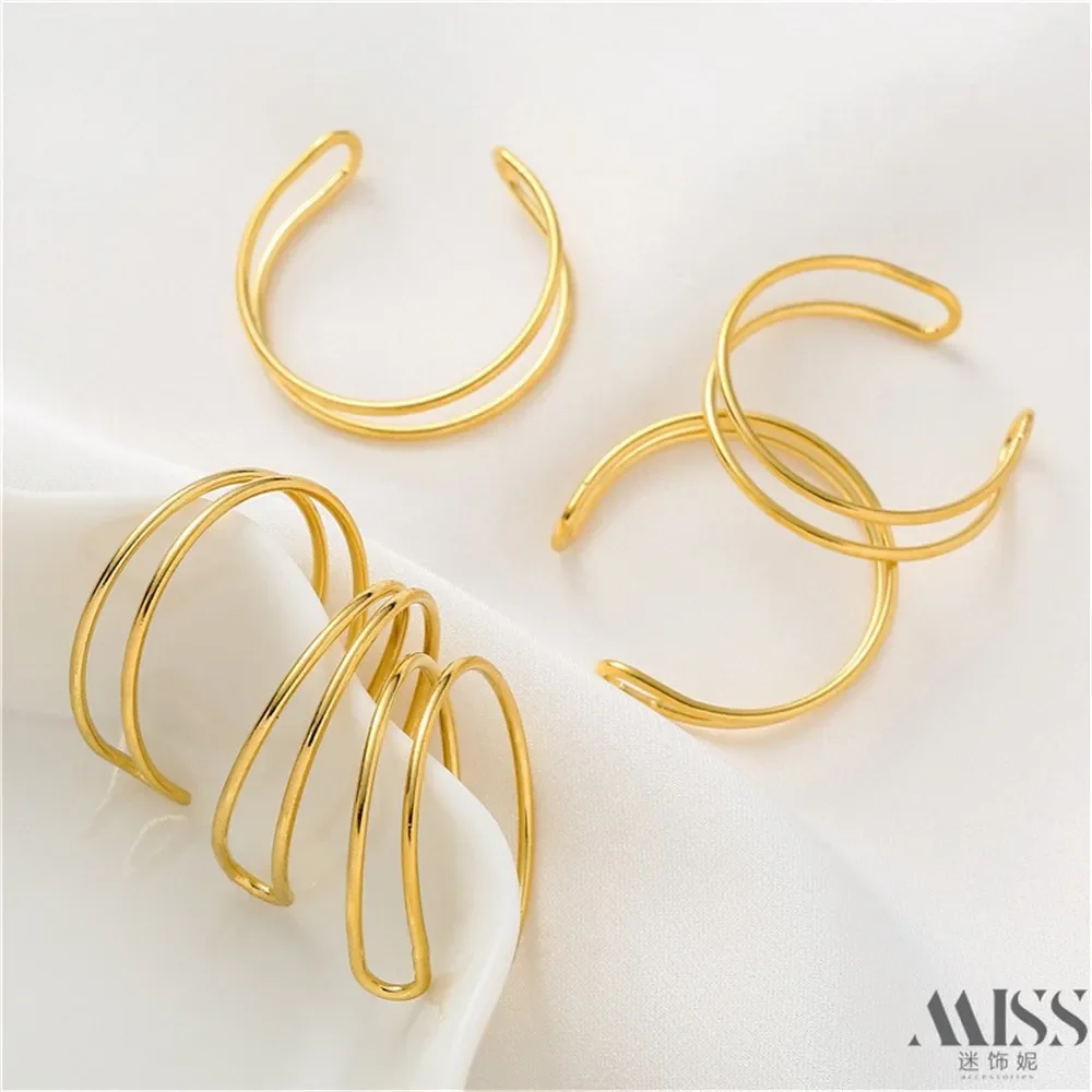 14K الذهب ملفوفة السلس مزدوجة حبلا مزدوجة سلك حلقة DIY بها بنفسك اكسسوارات كليب حبة لف خاتم مزدوج الدائري المواد #4