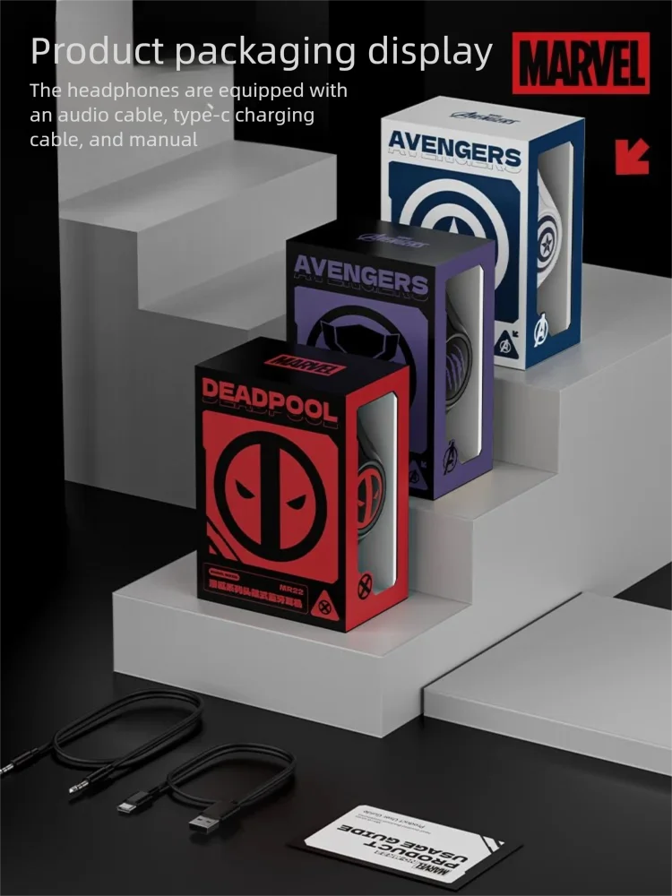 Marvel NEW Over-Ear Bluetooth Headphones HiFi Stereo Foldable Lightweight Deep Bass for Home Office Cellphone PC