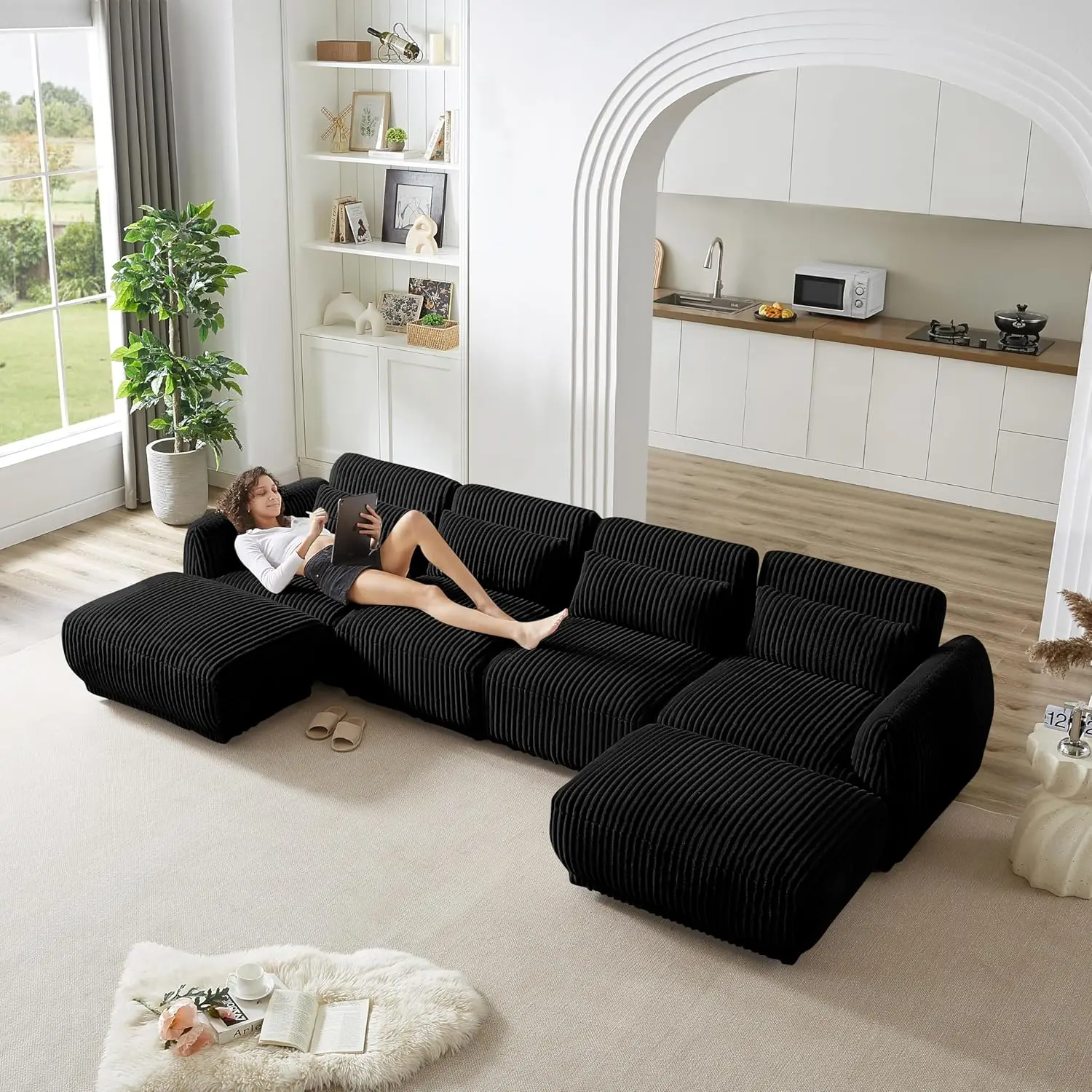 

Модульный секционный диван, секционные диваны для гостиной, диван-облако, U-образный диван со съемными оттоманками, на заказ