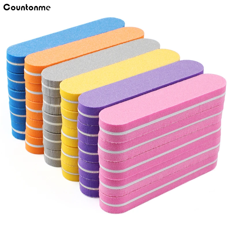 100pcs Mix Color Mini Nail File Buffers Block 100/180 Sponge Nail Art Files Sanding Polishing Grinding Manicure Pedicure Tools