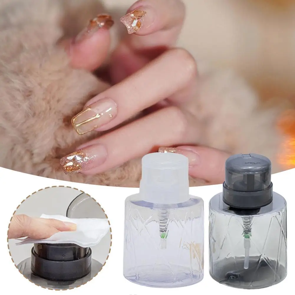 

Lockable Empty Pump Dispenser Refillable Bottle, Nail Manicure Makeup Remover Container Bottle Cleaner Press W9K8