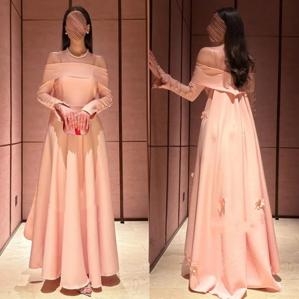 

Customized High Quality Classic Jersey Button Flower A-line Off-the-shoulder Long Dresses Bespoke Occasion Dresses Matching