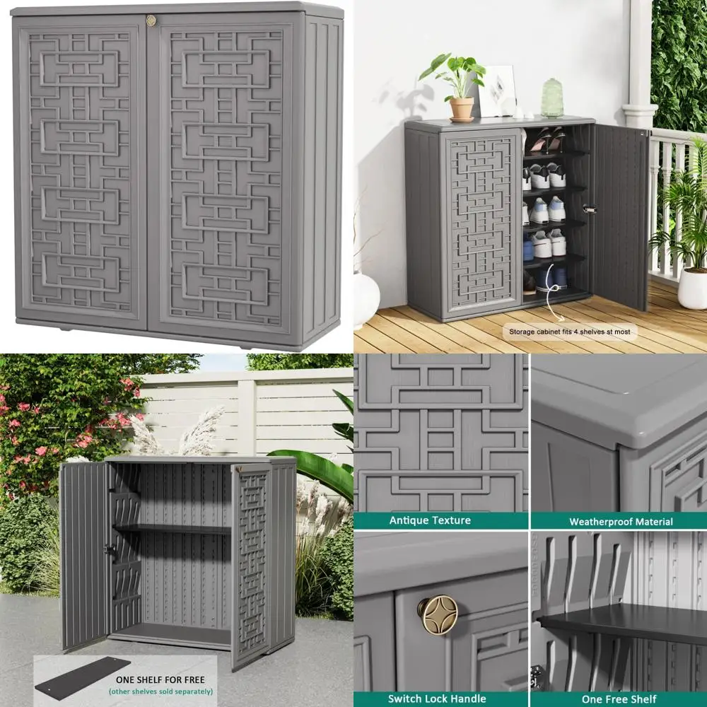 

Waterproof Resin Outdoor Storage Cabinet, 60 Gallon Deck Box for Patio Furniture Cushions, Garden and Pool Tools Storage