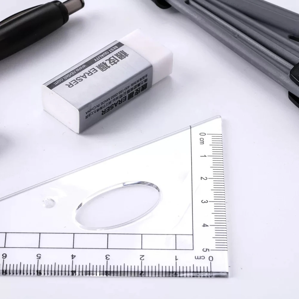 

1 Set Staitionery Kit Compasses Straight Ruler Triangle Ruler Eraser Set Drawing Tools Set for Students