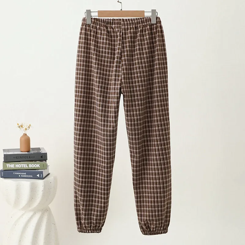 

Домашние брюки для женщин, повседневная клетчатая теплая зимняя одежда для сна, пижамные штаны, утепленные бархатные штаны для сна, брюки, пижама Pantalon