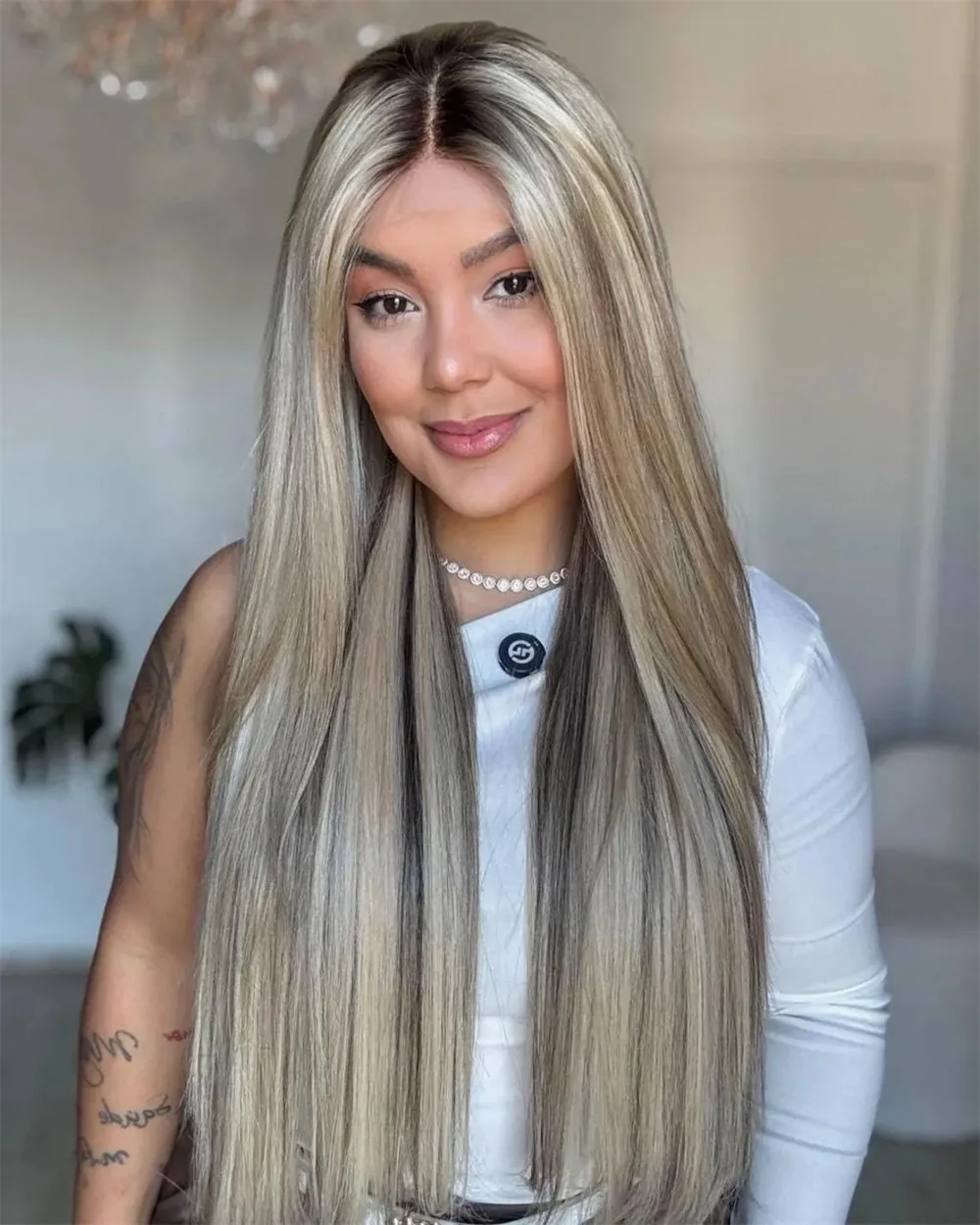 New in HD Lace Front Glueless Wig Honey Ash Blonde Balayage Colored Wig Heat Resistant Luxury Straight Synthetic  Fiber Lace Wig