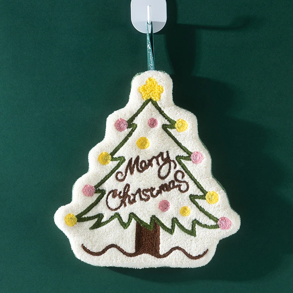 Christmas Decoration 2026 Coral Fleece Hand Towel Christmas Gift Cartoon Kitchen Cloth Children's Christmas Towels
