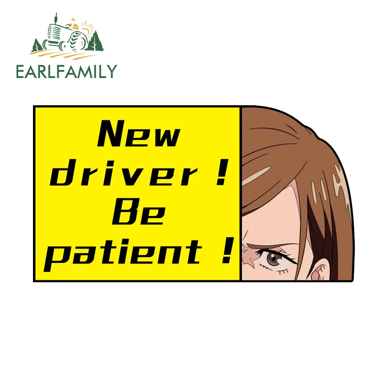 EARLFAMILY Neuer Fahrer! Be Patient Autoaufkleber Anime Waifu Aufkleber Kratzschutz Schöner Hochwertiger Camper-Aufkleber mit individuellem Druck