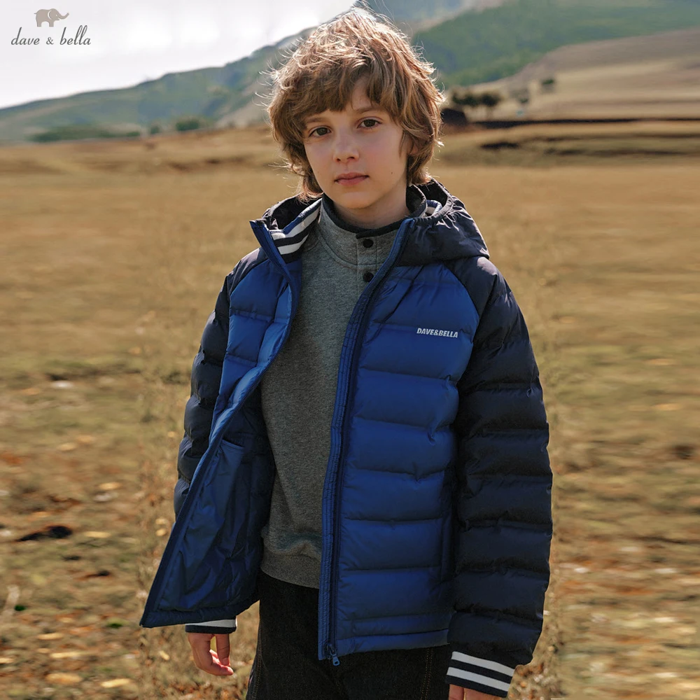 Dave Bella Boys White Down Parka Hooded Jacket Children Winter Warm Down Coats Waterproof Outwear Clothes DK4264271