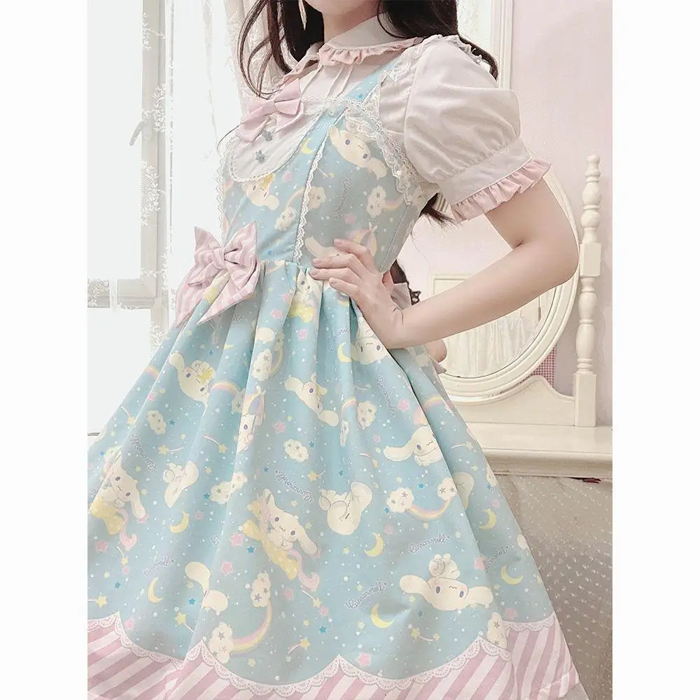Kawaii بلدي ميلودي الفتيات لوليتا فستان لطيف سانريوس الكرتون سينامورول سليم صالح كعكة تنورة دانتيل المرأة لطيف مثير حبال فساتين