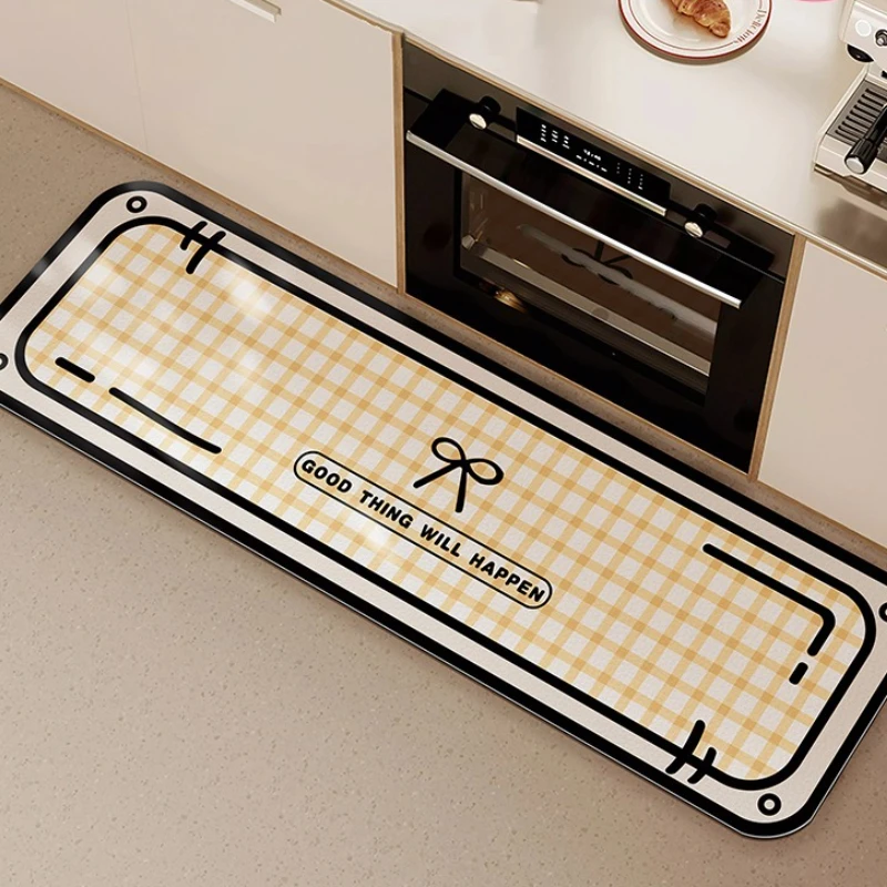 المطبخ الكلمة حصيرة الوردي منقوشة شريط طويل عداء البساط بولي كلوريد الفينيل عدم الانزلاق المطبخ السجاد النفط واقية مقاوم للماء مكافحة الحشف قابل للغسل الحصير #3