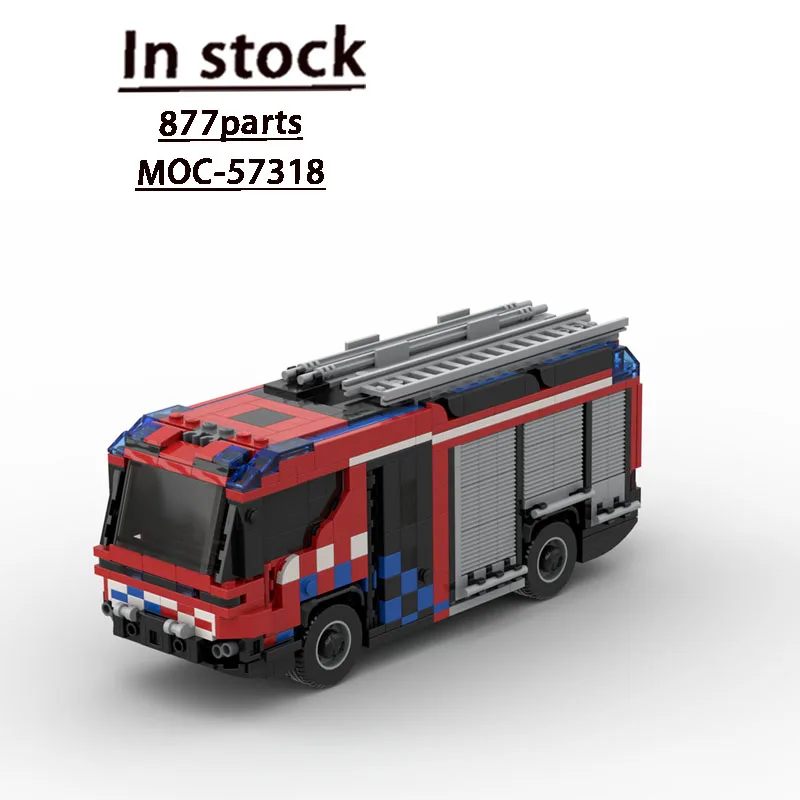 

MOC-57318 New Urban Traffic Rescue Fire Truck Building Block Model 877 Parts Creative Boys' Children's Birthday Toy Gift