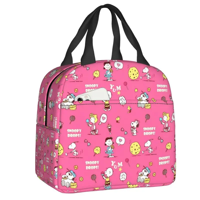 Custom Snoopy Cartoon Moives Insulated Lunch Bags for Outdoor Picnic Resuable Thermal Cooler Bento Box Women Children