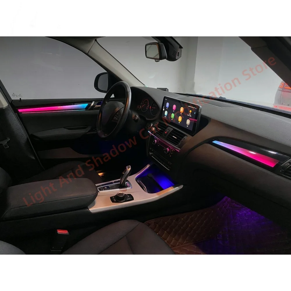 لسيارات BMW X3 X4 F25 F26 مصابيح الغلاف الجوي ترقية الإضاءة الداخلية للسيارات اكسسوارات السيارات 1:1 لوحة الكسوة LED الضوء المحيط