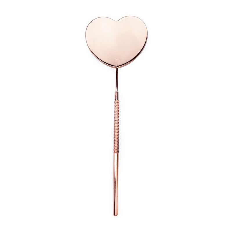 Eyelash Extension Mirror Lash Lifting Supplies Stainless Steel Long Handle Heart Shape Magnifying Checking Hand Mirror