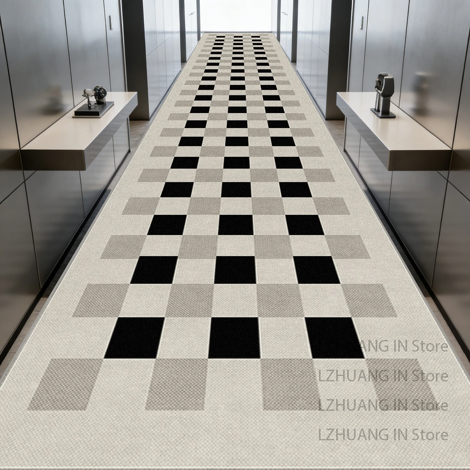 Modern Minimalist Geometric Style Long Corridor Rug Easy Clean Non-slip Soft Doorway Carpet Foldable Lint-free Long Runner Mats
