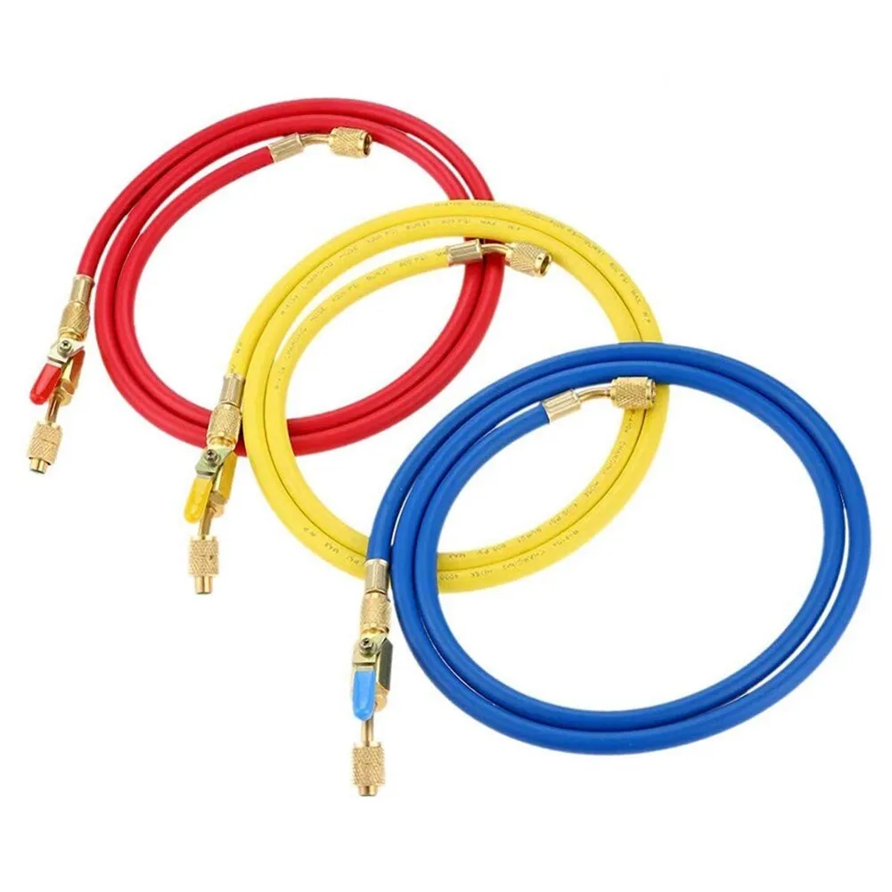HVAC hose set with ball valve three color 1 quarter inch for residential and commercial HVAC use 1 5 meter 1 8 meter