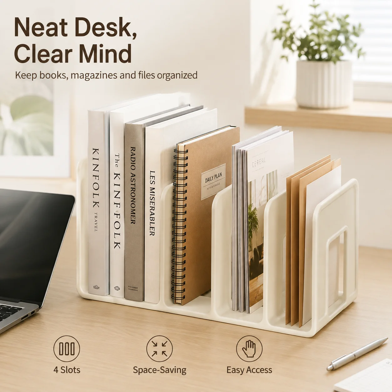 Foldable Expandable Bookend, Multipurpose Desktop Storage Holder for Books, CDs, and School Files