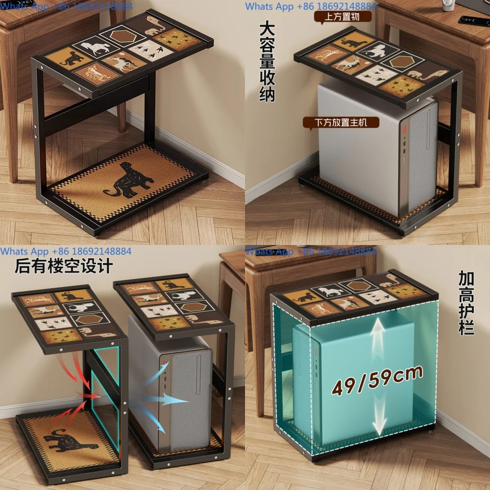 

Desktop Computer Stand Dual Layer Storage Rack for Home Office Floor Standing PC Organizer