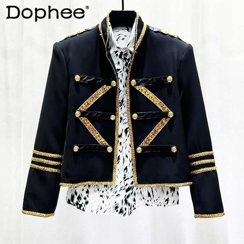 

2024 Men's Autumn Heavy Industry Design Embroidery Sequin Edge High-end Short Jacket Men's Trendy Fashion Jacket Long Sleeve Top