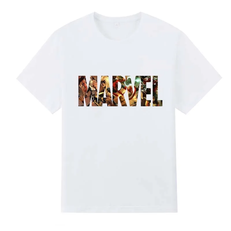 Cartoon Marvel Letters Graphic Printed T-shirts Summer Women Short Sleeves O-Neck T Shirt Casual Streetwear Harajuku Tees Tops