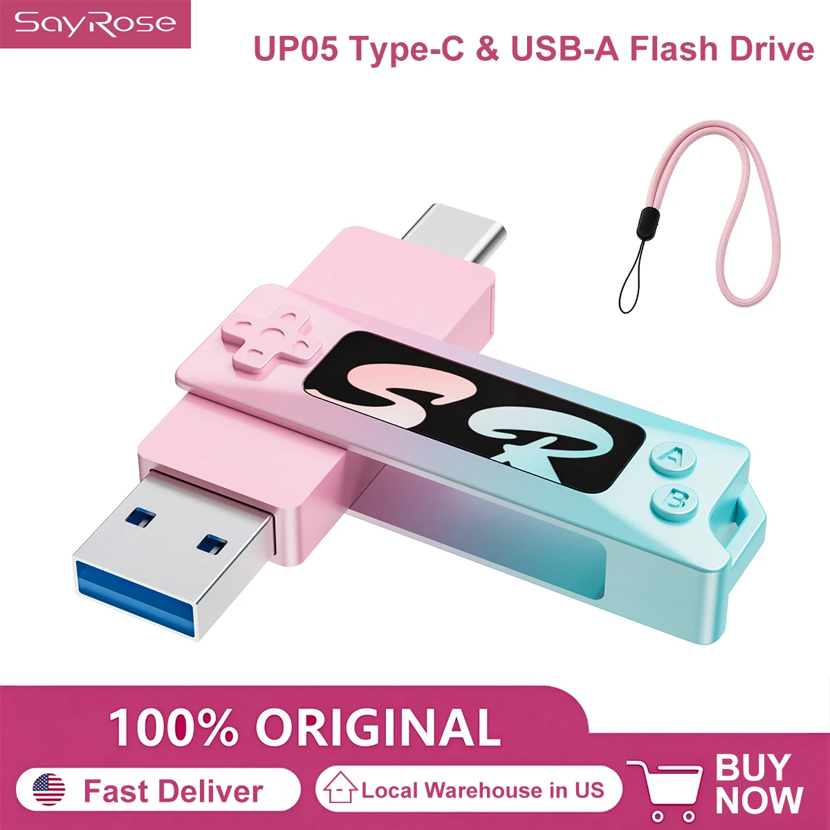 SayRose Cute Retro Game Console USB C Flash Drive 64GB 128GB USB 3.2 Zinc Alloy Dual USB A Type C High Speed Memory Stick for Laptop Phone Tablet iPhone PC Gift