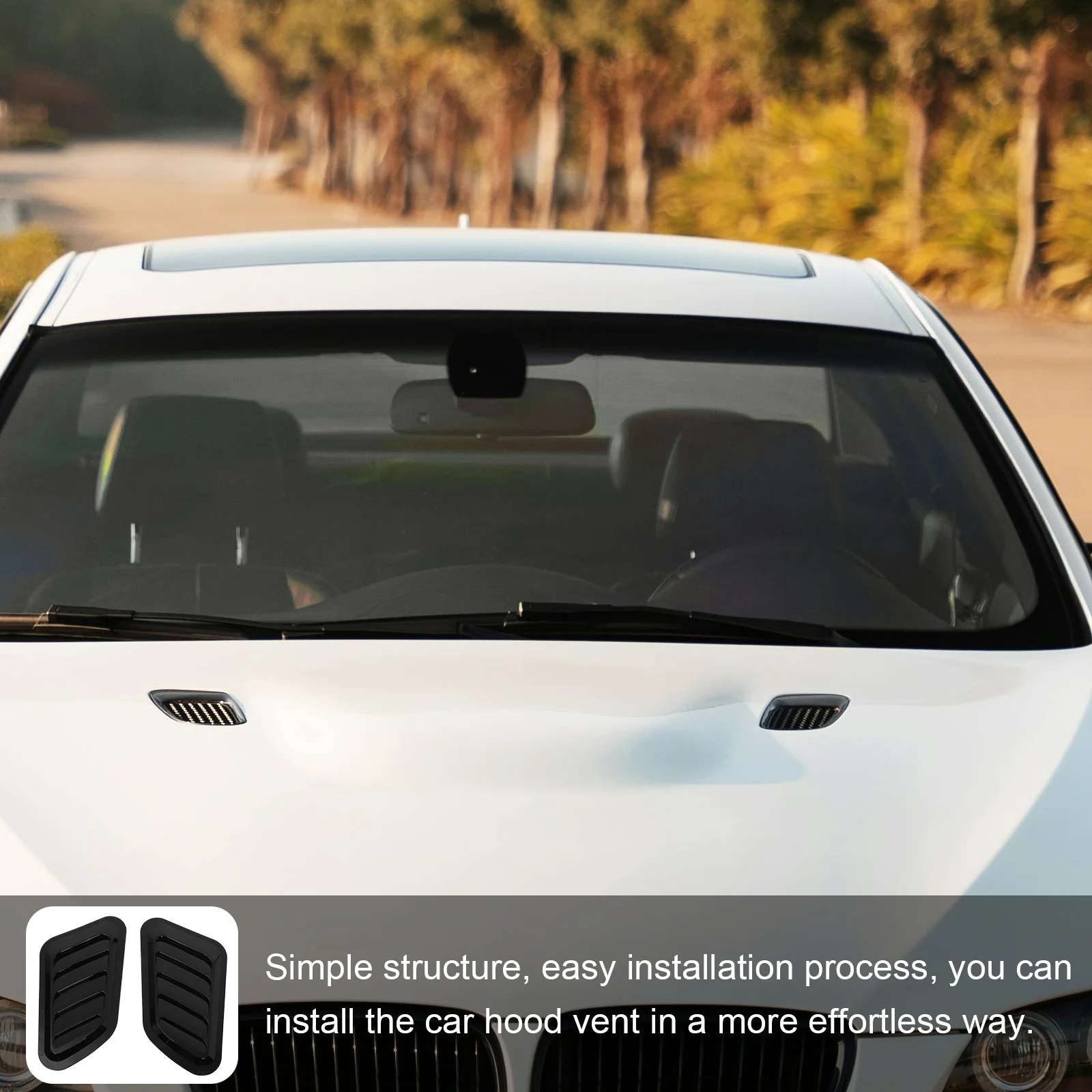 

2pcs Engine Hood Fake Vents Airflow Outlet Covers Car Exterior Modification Durable Side Vent Grilles Automotive Accessories