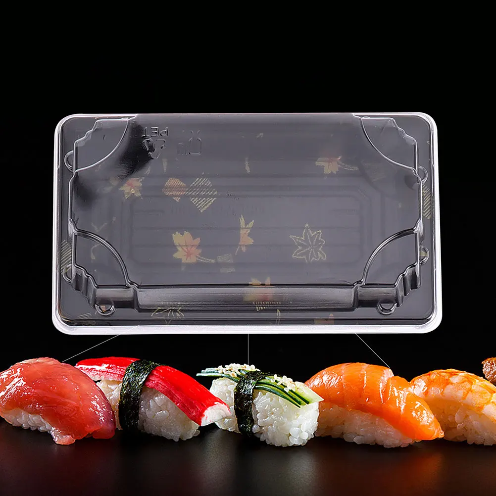 

25Pcs Disposable Sushi Boxes Plastic Takeout Containers Portable Packing Case Tray Heat Preservation Fridge Safe Office Picnic