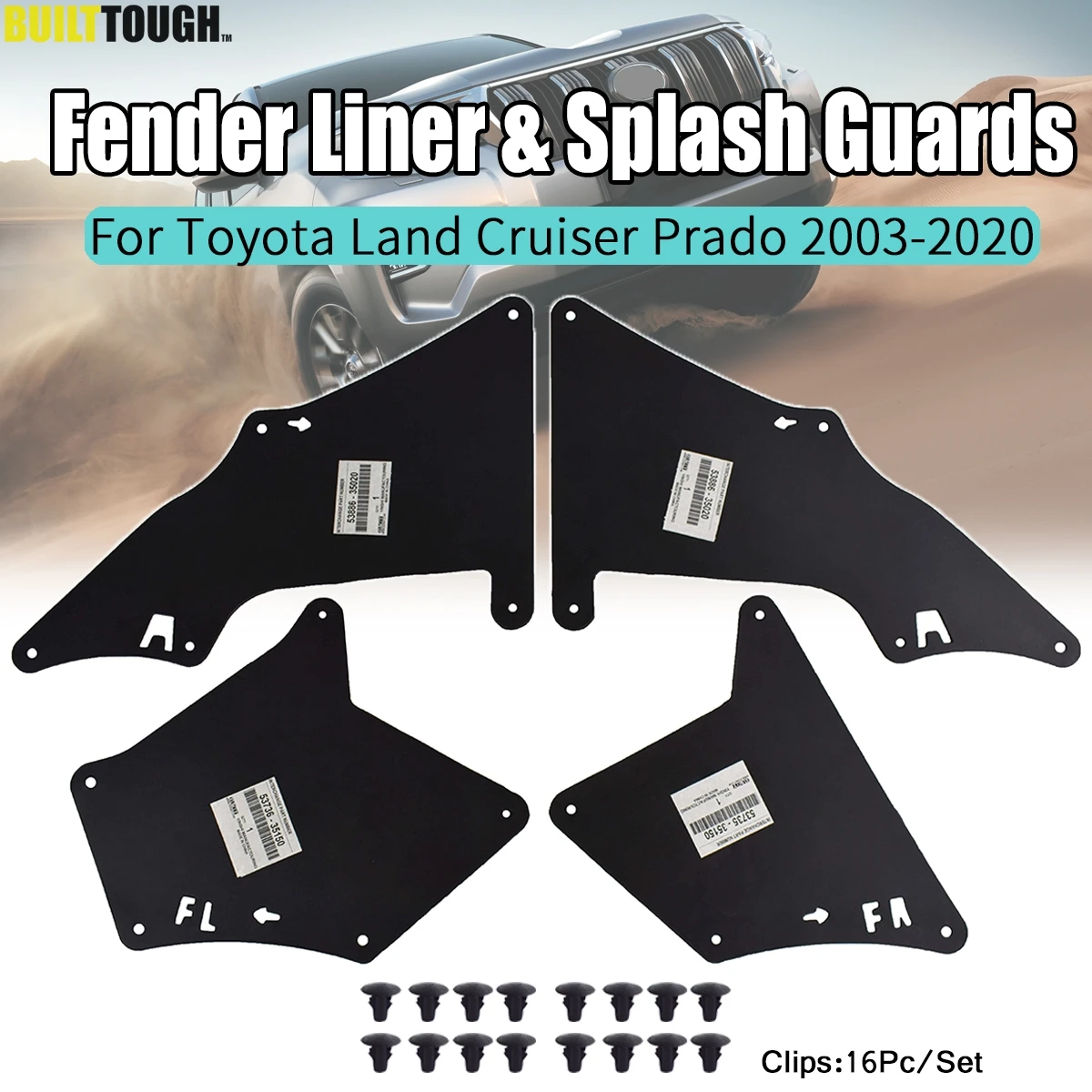 For Toyota Land Cruiser Prado 03-20 Mud Flaps Splash Guards Mudflaps Fender Liners Shield Seal 5373535150 5373635150 5388635020