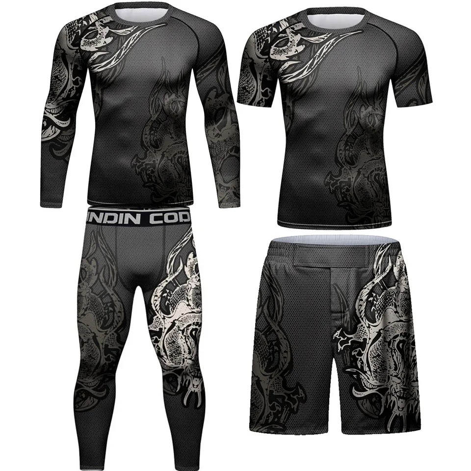 Bjj Jiu Jitsu T-shirt Pant Set Rashguard Bjj Full Body Mens Women Mma Shorts Compression Boxing Jerseys Rash Guard Clothing Suit