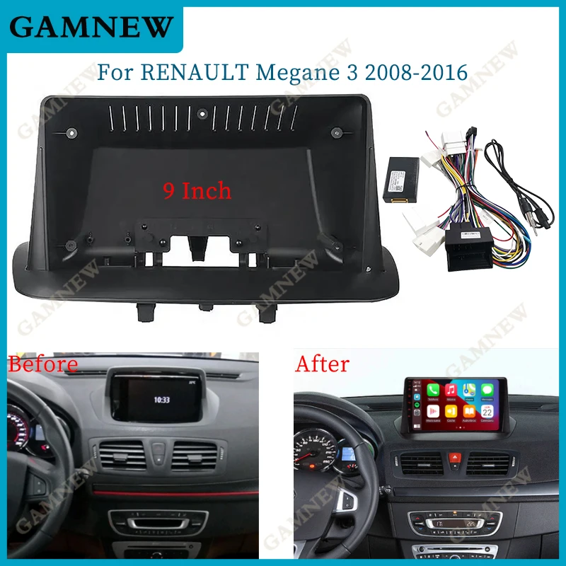 9 Inch Car Radio Plastic Fascia Panel Frame for RENAULT Megane 3 2008-2016 Installation DVD GPS Mp5 Dash Mount Kit