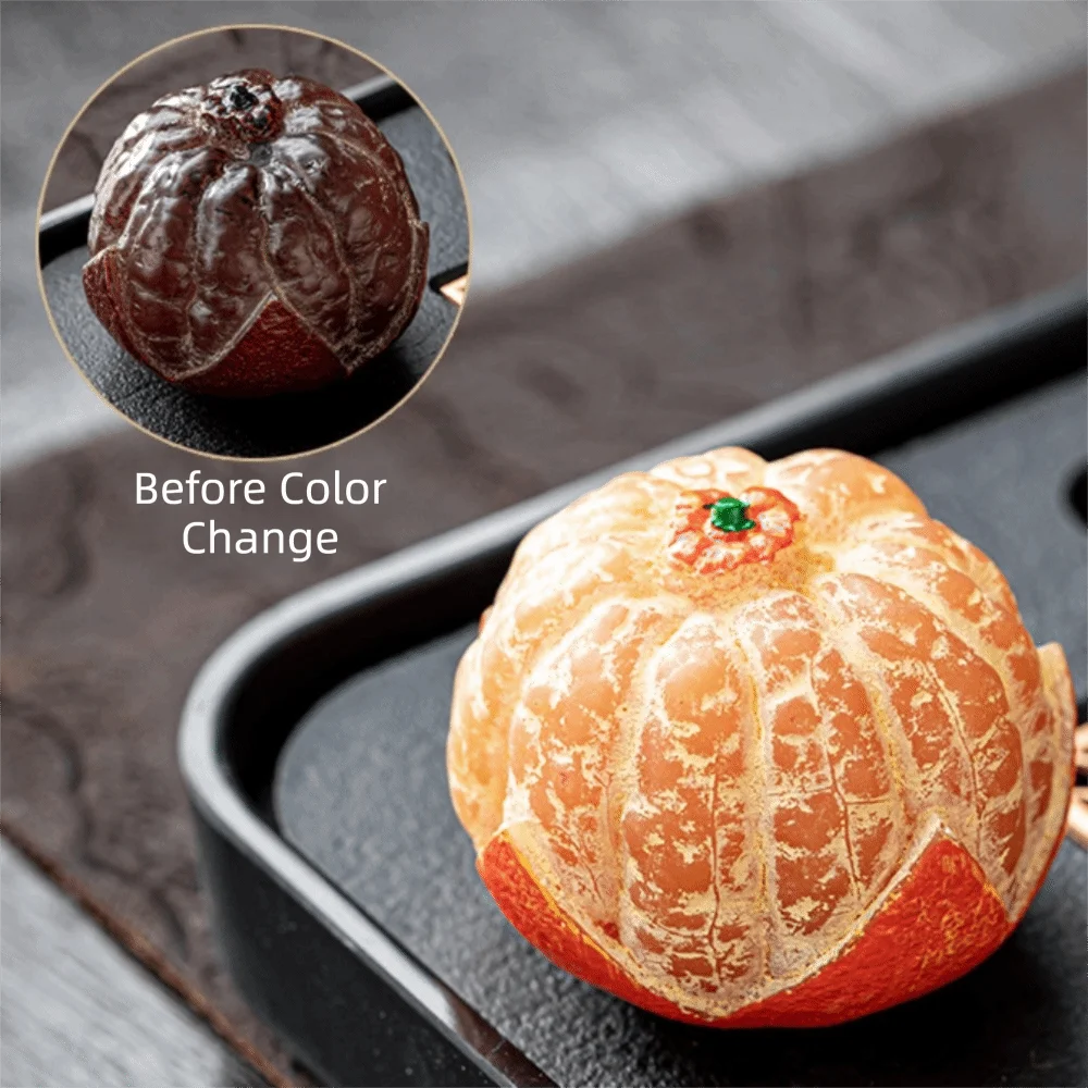 Simulated Color-changing Tangerine Tea Pet Corrosion-resistant Resin Peeled Orange Tea Pet Delicate Tangerine Tea Table Ornament