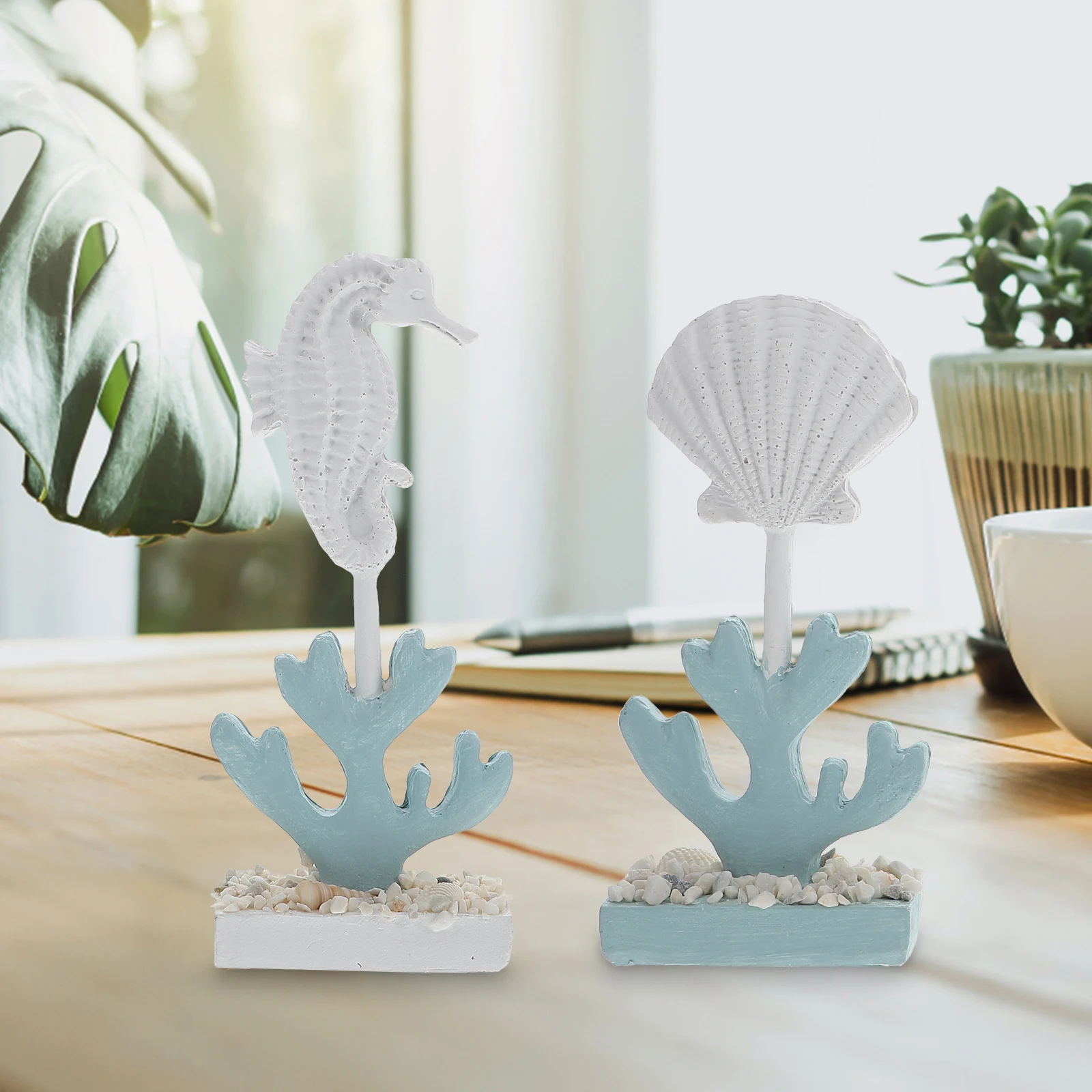 

3Pcs Mediterranean Style Resin Craft Sea Shell Desktop Ornament Compact Stable Home Desk Decor Creative