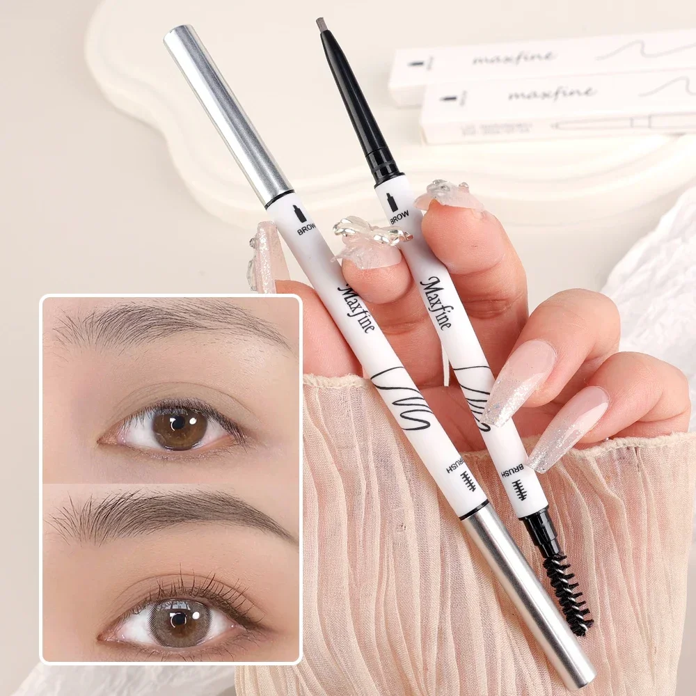 Doppelkopf ultra feine Augenbrauen Stift Make-up wasserdicht dauerhaft schwarz braun nicht verschmiert Augenbrauen Bleistift Tönung mit Pinsel Kosmetik