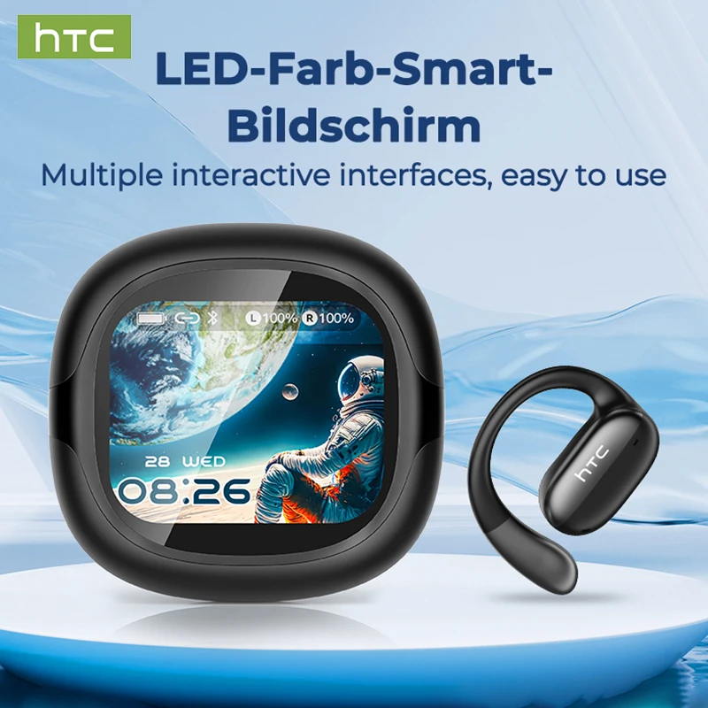 

Беспроводные наушники Bluetooth V6.0 с открытым ухом и функцией AI-перевода, с Full HD LCD-дисплеем, HTC NE58, чистый звук, повышенный комфорт