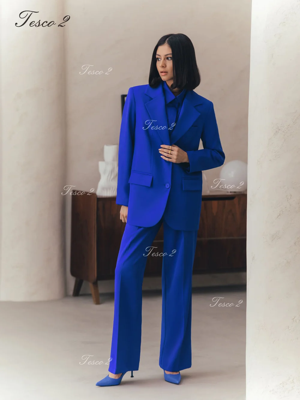 Tesco Formal Suit For Women Loose Jacket Trousers Women Suit Fashion Office Lady Suit For Spring Autumn Suit 2 Piece