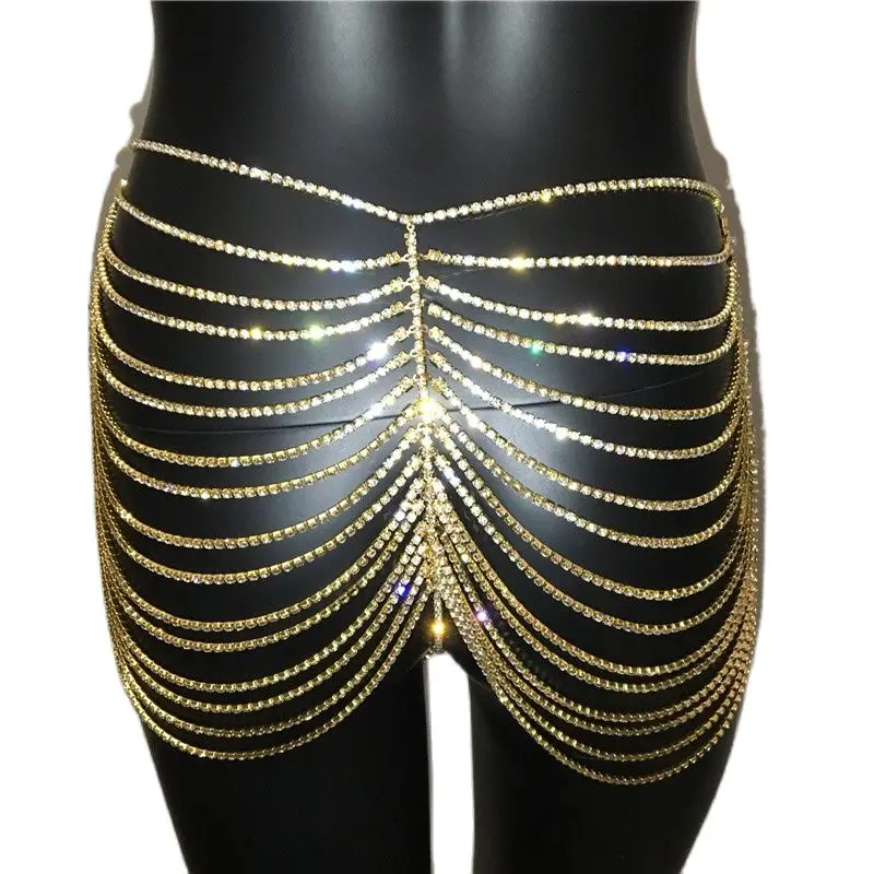 FestivalQueen-falda a la cadera con cristales brillantes para mujer, falda con diamantes de imitación hechos a mano, pantalones cortos sexys para