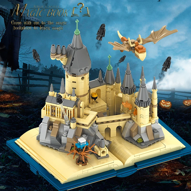 727PCS Creative Book Hogwarts Castle Magic College Building Blocks Construction Set Toys Birthday Gift For Children Kids